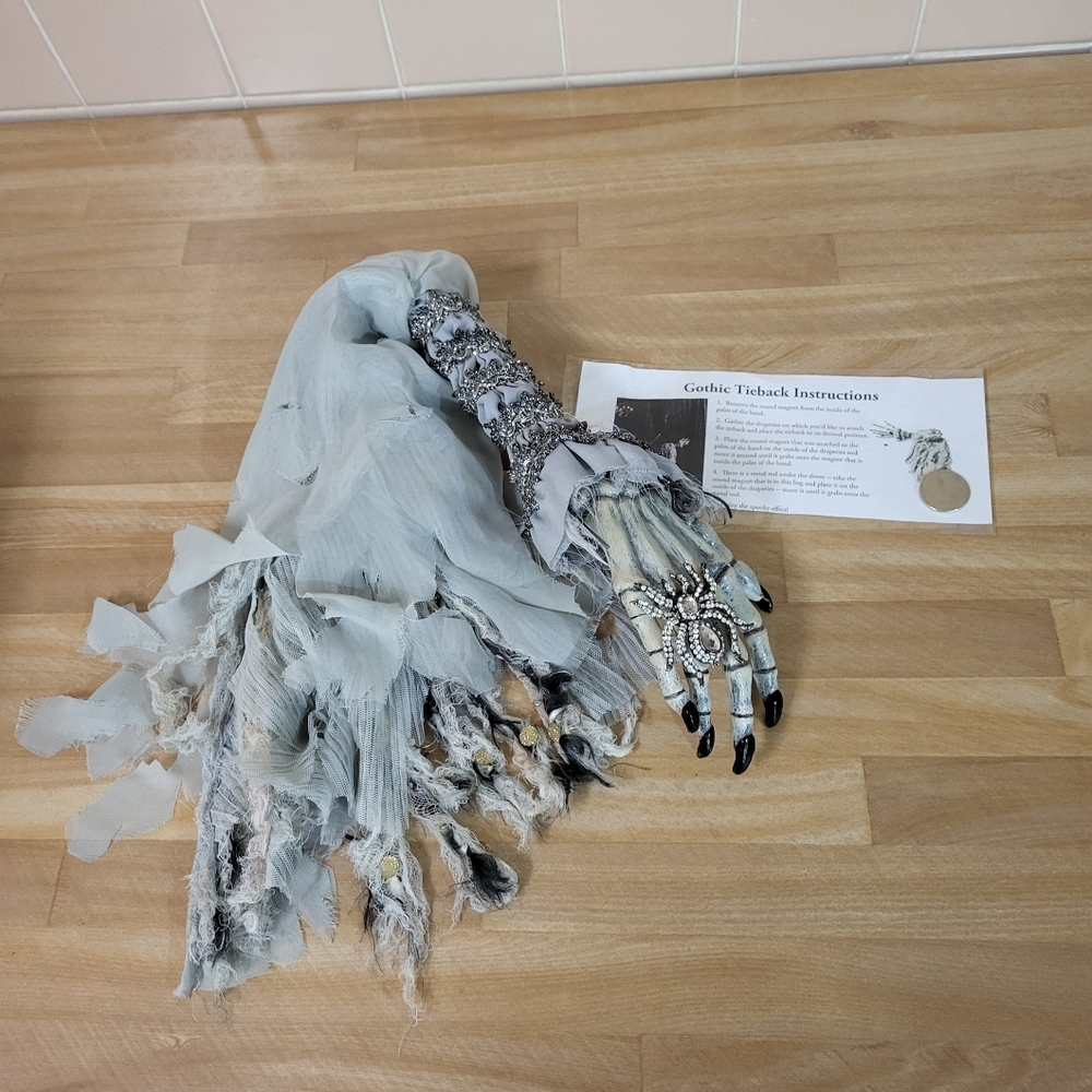 Gothic Curtain Tie Back Grandin Road Retired Collectible Skeleton Hand